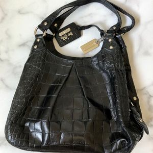 COACH No. C1082-14602 Black Leather Croc Hobo Bag